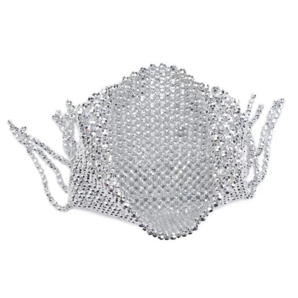 Urban Outfitters Kimchi Blue Beaded Fringe Bag in Silver Metallic Beading Purse - Picture 7 of 9